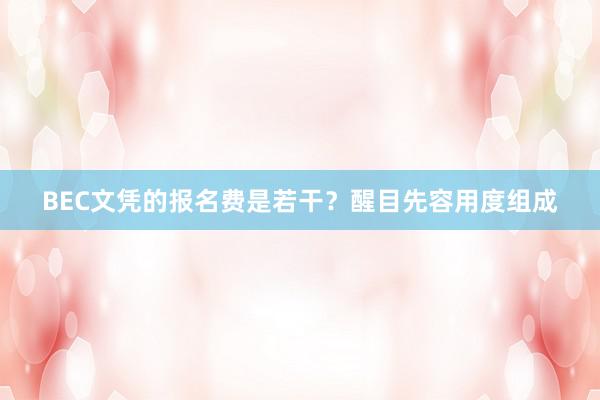 BEC文凭的报名费是若干？醒目先容用度组成